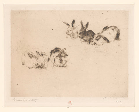 Six rabbits, Norbert Goeneutte, 1889 Canvas Print