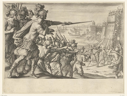 Attack of the troops of Ferdinando I de' Medici on the North African city of Bone (Annaba), Jacques Callot, 1614 - 1620 Canvas Print