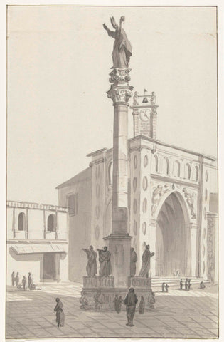 Column on the square of Lecce, Louis Ducros, 1778 Canvas Print