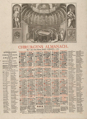 Chirurgijns Almanach for the year 1786, Barent de Bakker, 1780 - 1786 Canvas Print