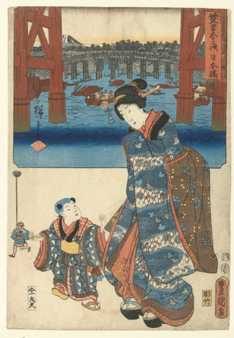 Nihonbashi, Kunisada (I) , Utagawa, 1854 Canvas Print