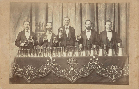 Group portrait of the Royal Clock Players from London with their 131 bells, anonymous, 1851 - c. 1900 Canvas Print