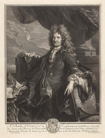 Portrait of Charles d'Hozier, Gerard Edelinck, 1691 Canvas Print