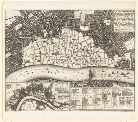 Map of London after the great fire of 1666, Wenceslaus Hollar, 1666 Canvas Print