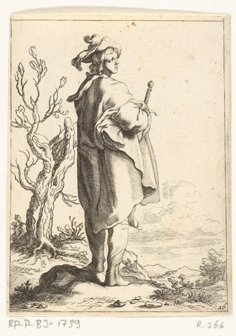 Man with sword, Frederick Bloemaert, after 1635 - 1669 Canvas Print