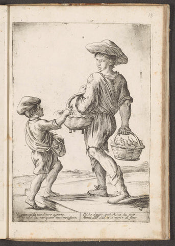 Fruit Seller and a Boy, Giuseppe Maria Mitelli, 1660 Canvas Print