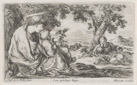 Rest on the Flight into Egypt, Stefano della Bella, 1620 - 1664 Canvas Print