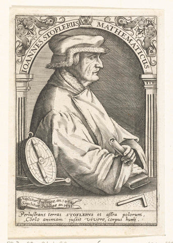 Portrait of Johannes Stöffler, Theodor de Bry, c. 1597 - c. 1599 Canvas Print