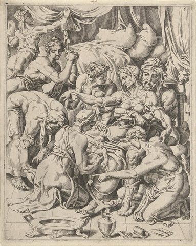 Birth of Isaac, Dirck Volckertsz. Coornhert (attributed to), 1549 Canvas Print