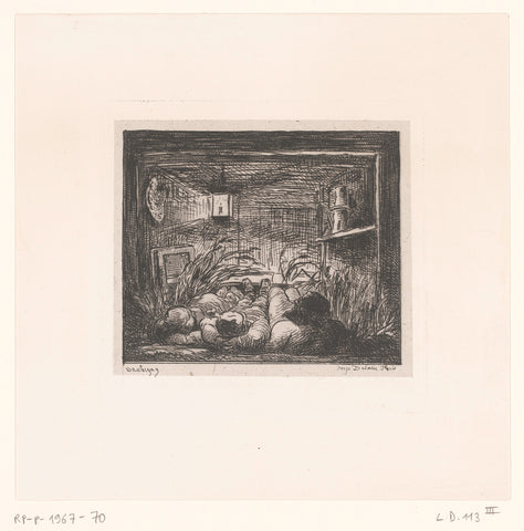 Sleeping men in a cabin, Charles-François Daubigny, 1867 Canvas Print