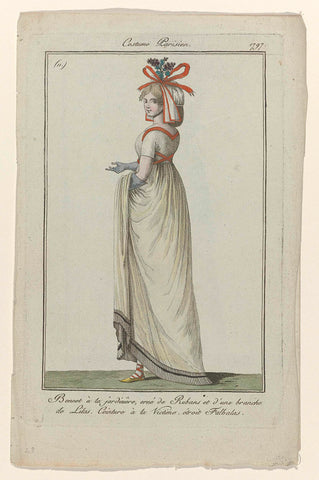 Journal des Dames et des Modes, Costume Parisien, 17 November 1797, (11) : Bonnet à la jardinière (...), anonymous, 1797 Canvas Print