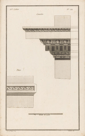 Cornice and plinth, Jean Pelletier, 1772 - 1779 Canvas Print