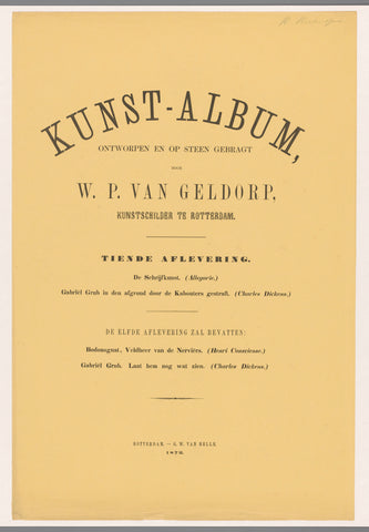 Cover for Art-Album by W. P. van Geldorp tenth episode 1872, Wilhelmus Petrus van Geldorp, 1872 Canvas Print