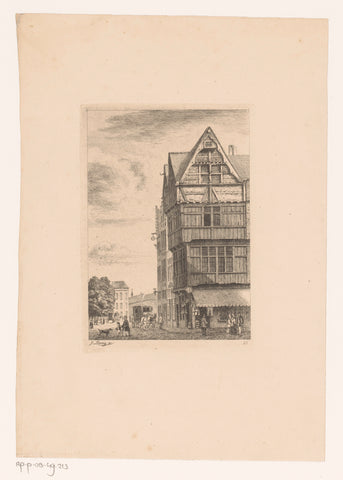 Wooden façade in the Kammenstraat in Antwerp, Jean Théodore Joseph Linnig, 1868 Canvas Print