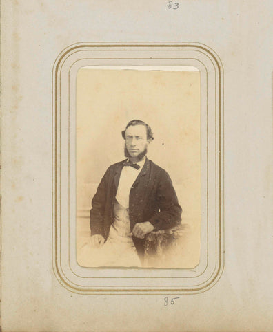 Portrait of a man with sideburns and a bow tie, K. Buwalda, c. 1863 - c. 1870 Canvas Print