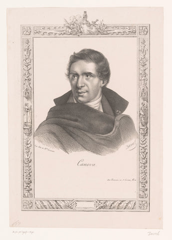 Portrait of Antonio Canova, Duval, 1826 Canvas Print