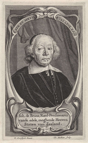 Portrait Johan de Brune, Theodor Matham, 1656 Canvas Print