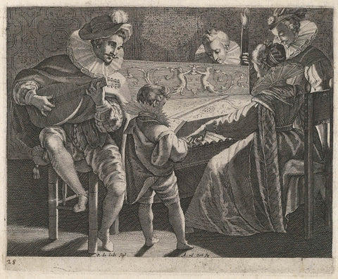 Music company, Pieter de Jode (I), c. 1595 Canvas Print