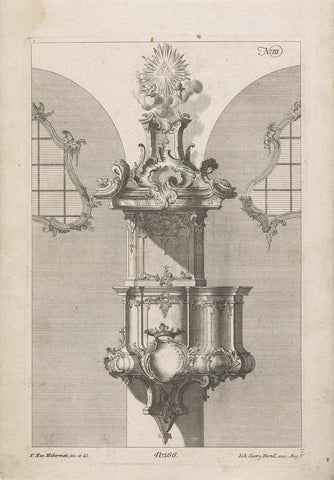 Pulpit with symbol trinity, unknown, 1740 - 1745 Canvas Print