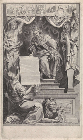 Duke with personification of a city, Pieter de Jode (II), 1648 Canvas Print