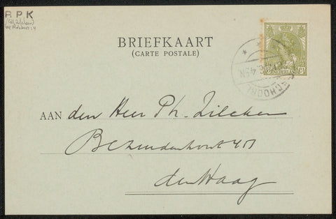 Postcard to Philip Zilcken, Elsevier's Geïllustreerd Maandschrift, 1918 Canvas Print