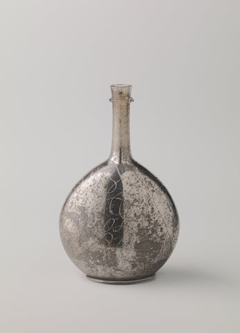 Bottle with silver plated inside and the inscription: Kennis komt uyt ondervinding, anonymous, c. 1675 - in or before 1692 Canvas Print