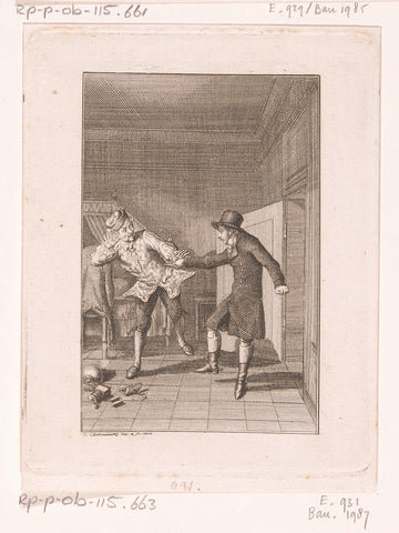 Castran drops the coffee grinder in terror, Daniel Nikolaus Chodowiecki, 1800 Canvas Print