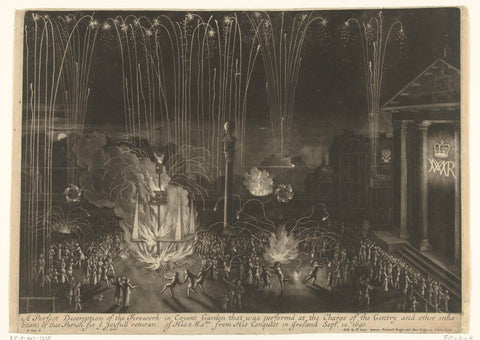 Vuurwerk in Covent Garden, 1690, Bernard Lens (II), 1690 Canvas Print