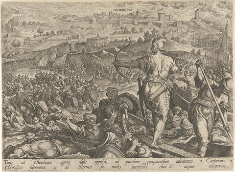 Defeat of the Turks at Piombino, Philips Galle, 1583 Canvas Print