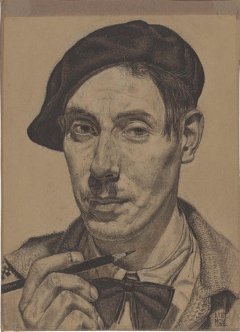 Self-portrait with pencil in hand, Dick Ket, 1932 Canvas Print