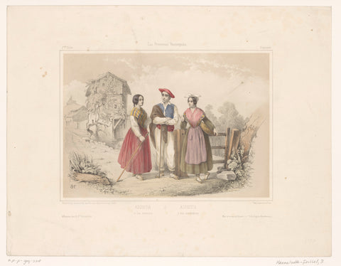 Three figures from Azcoitia in Basque costume, Blanche Hennebutte-Feillet, 1849 Canvas Print