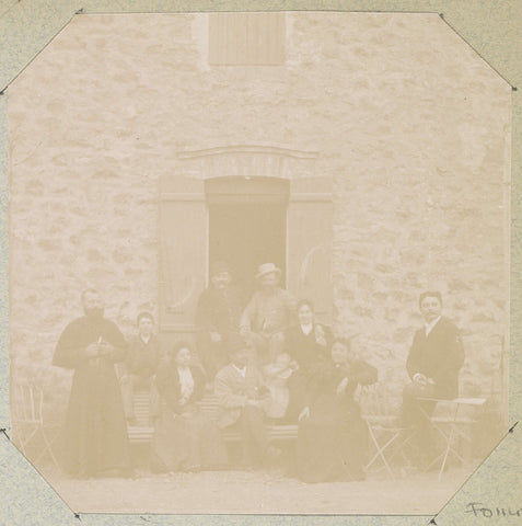 Group portrait of men, women and a clergyman referred to as 'les fonctionnaires' in Berrouaghia (Algeria), anonymous, c. 1890 - 1900 Canvas Print