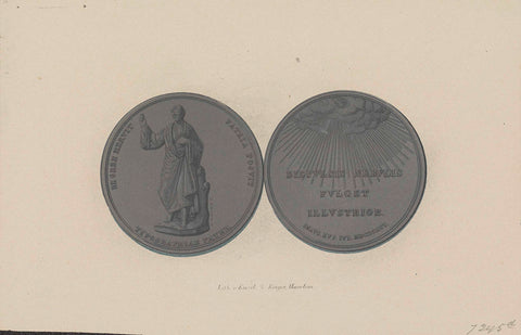 Commemorative medal with the statue of Coster in Haarlem, 1856, Emrik & Binger, 1856 Canvas Print