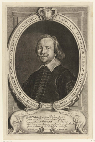 Portrait of Vopiscus Fortunatus Plempius, Theodor Matham, 1643 Canvas Print