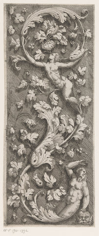 Fries met arabesken en twee naakte figuren uitlopend in ornament, Giovanni Battista Pittoni (I), 1561 Canvas Print