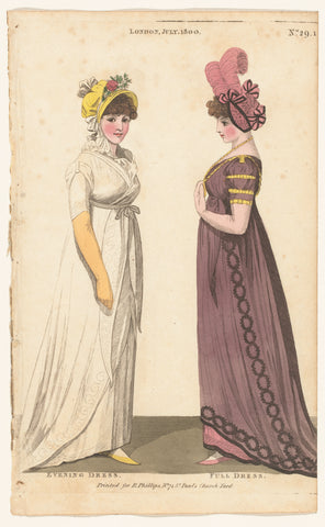 Magazine of Female Fashions of London and Paris, No. 29.1: London, July. 1800: Evening Dress; Full Dress, Richard Phillips, 1800 Canvas Print