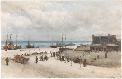 The Beach at Scheveningen, Johannes Bosboom, 1873 Canvas Print