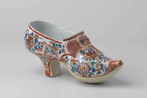 Multicolored painted shoe of faïence, Arie Blankers, c. 1755 - c. 1760 Canvas Print