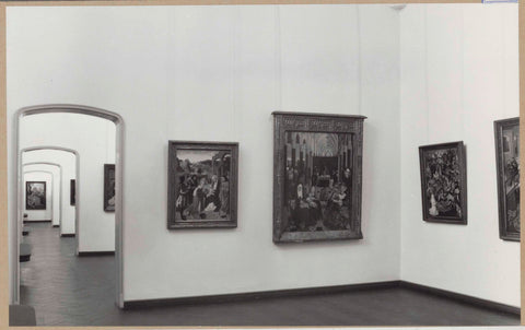 Corner of a room with four paintings, on the left are successive passages to other halls, 1961 Canvas Print