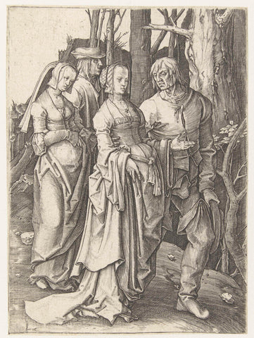 Two couples in the forest, Lucas van Leyden, 1507 - 1511 Canvas Print