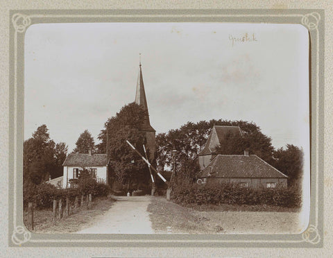 Street in Groesbeek with barriers, church tower and houses, Folkert Idzes de Jong, c. 1905 - c. 1907 Canvas Print