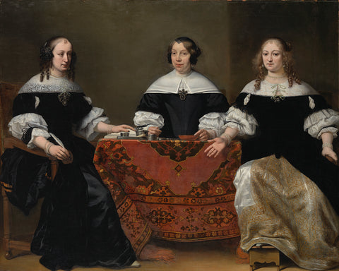 Portrait of the Three Regentesses of the Leprozenhuis, Amsterdam, Ferdinand Bol, anonymous, c. 1668 - c. 1671 Canvas Print