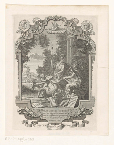 Cartouche with allegory on the history of Greece, Jan Caspar Philips, 1742 Canvas Print