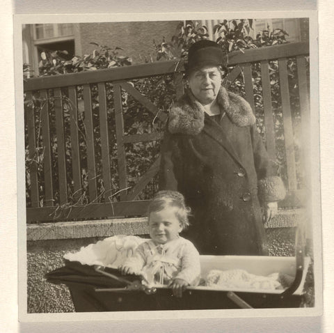 Isabel Wachenheimer in pram, with grandmother Josefine Levi-Moos in background, October 1929, anonymous, 1929 Canvas Print