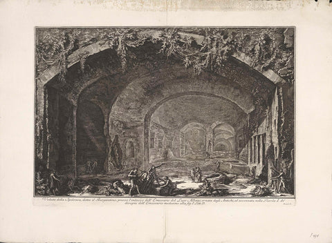 Cave called 'Il Bergantino' at Lake Albano, Giovanni Battista Piranesi, 1762 Canvas Print