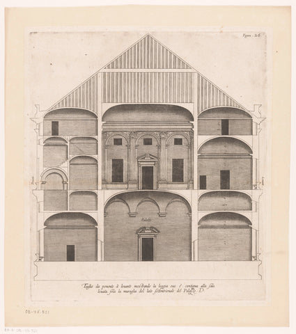 Longitudinal section of the villa Grimaldi in Genoa, Nicolaes Ryckmans, 1622 Canvas Print