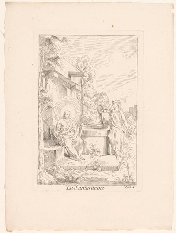 Christ and the Samaritan woman, Gabriel Huquier, 1705 - in or before 1732 Canvas Print