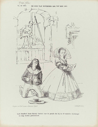 Cartoon on publication of H.J. Fungi novel in De Gids, 1863, Johan Michaël Schmidt Crans, 1863 Canvas Print