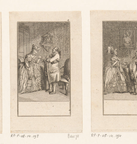 Marriage proposal of a physician, Daniel Nikolaus Chodowiecki, 1780 Canvas Print