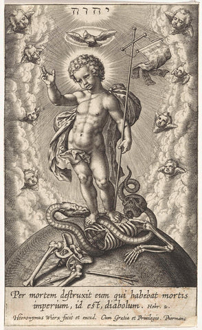 Christuskind overwint de Dood en de duivel, Hieronymus Wierix, 1563 - before 1619 Canvas Print